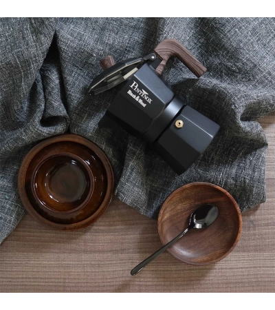 Caffettiera Moka Black&Wood in alluminio » Vendita Online » Pinti Shop