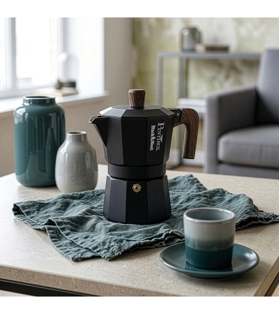 Caffettiera Moka Black&Wood in alluminio » Vendita Online » Pinti Shop