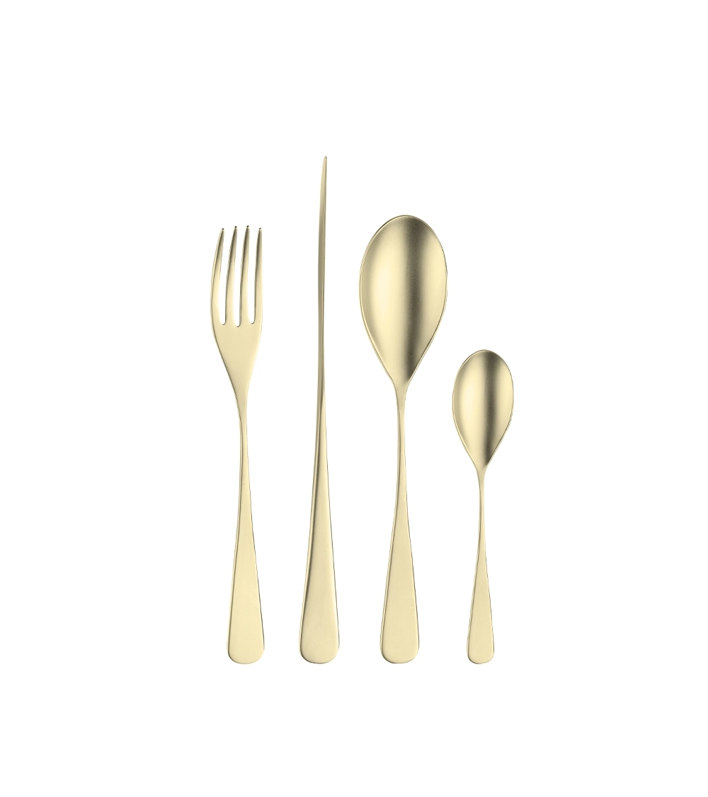 Set Posate da tavola Audrey in acciaio satinato champagne » Vendita Online » Pinti