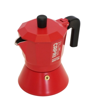 Caffettiera Moka Capri per induzione rossa in alluminio per alimenti » Vendita Online » Pinti Inox