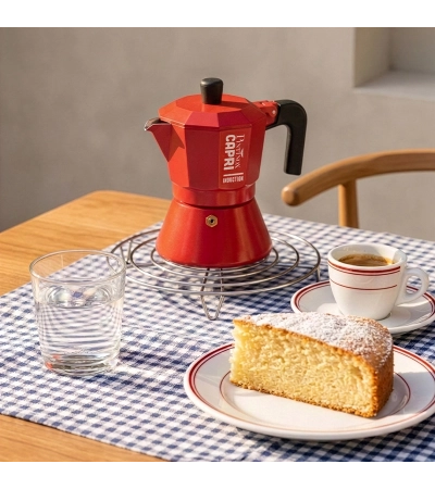 Caffettiera Moka Capri per induzione rossa in alluminio per alimenti » Vendita Online » Pinti Inox