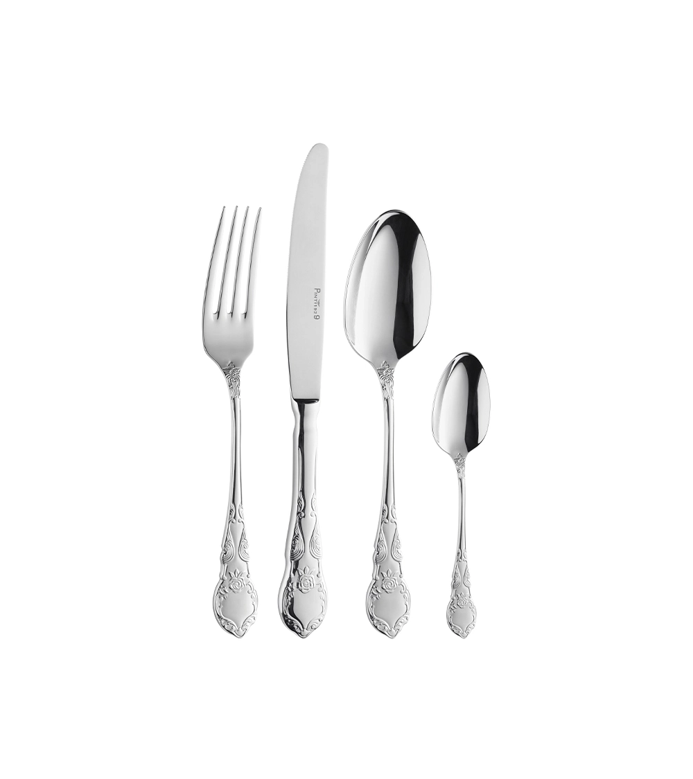 Posate da tavola Rose in acciaio 18/10 (16 o 24 pezzi) » Vendita Online » Pinti Inox