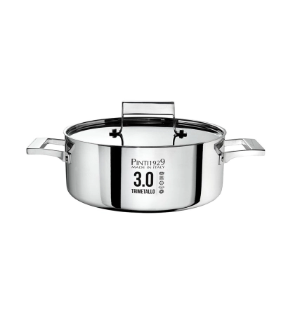 Casseruola mezza fonda 3.0 in trimetallo con coperchio » Vendita Online » Pinti Inox